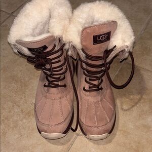 UGG Pink Winter Boots with Plush Fur Lining